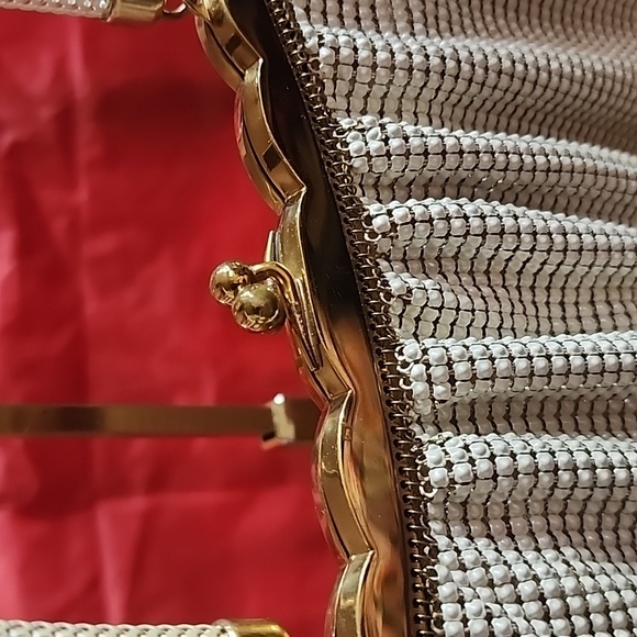 Whiting & Davis *Vintage* Ivory Mesh Evening Bag w/ Gold Frame Euc No Call Outs